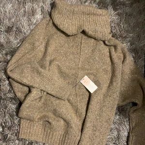 Tan turtleneck sweater dress